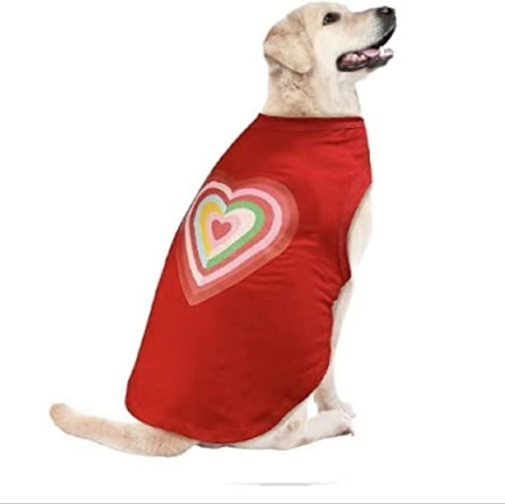 Boots & Barkley | Red Rainbow Heart Pet T-Shirt Small/Medium Valentine's🌈